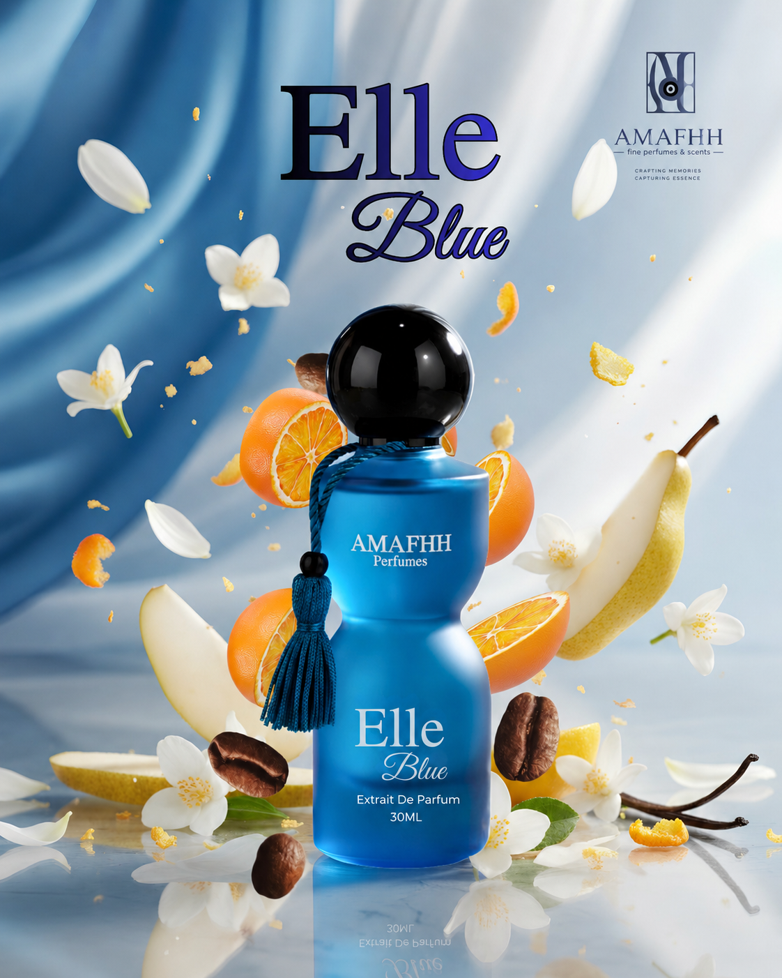 Elle Blue Eau de Parfum for Women 30ml | Floral, Vanilla & Cocoa Long-Lasting Perfume