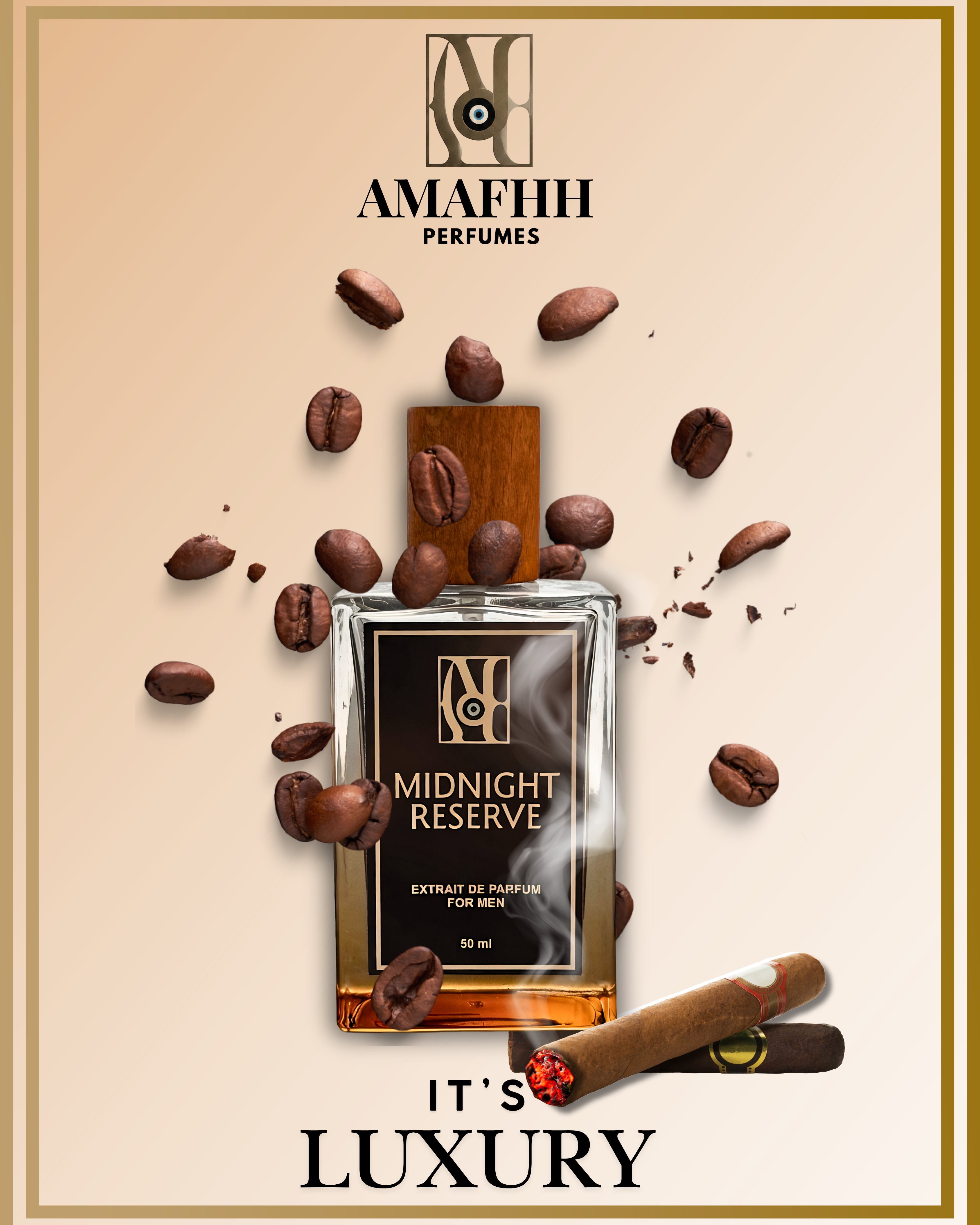 Midnight Reserve Extrait de Parfum for Men 50ml | Chocolate, Cigar & Spicy Bold Fragrance